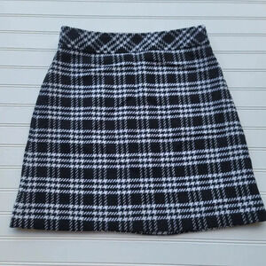 NWT $75 J. Crew Black White Houndstooth Plaid Wool Blend Skirt Cozy A-Line Sz 6